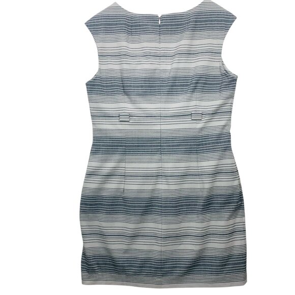 Business  work wear  Sheath Dress Women SZ 4 White Gray Striped Calvin Klein - Picture 4 of 16